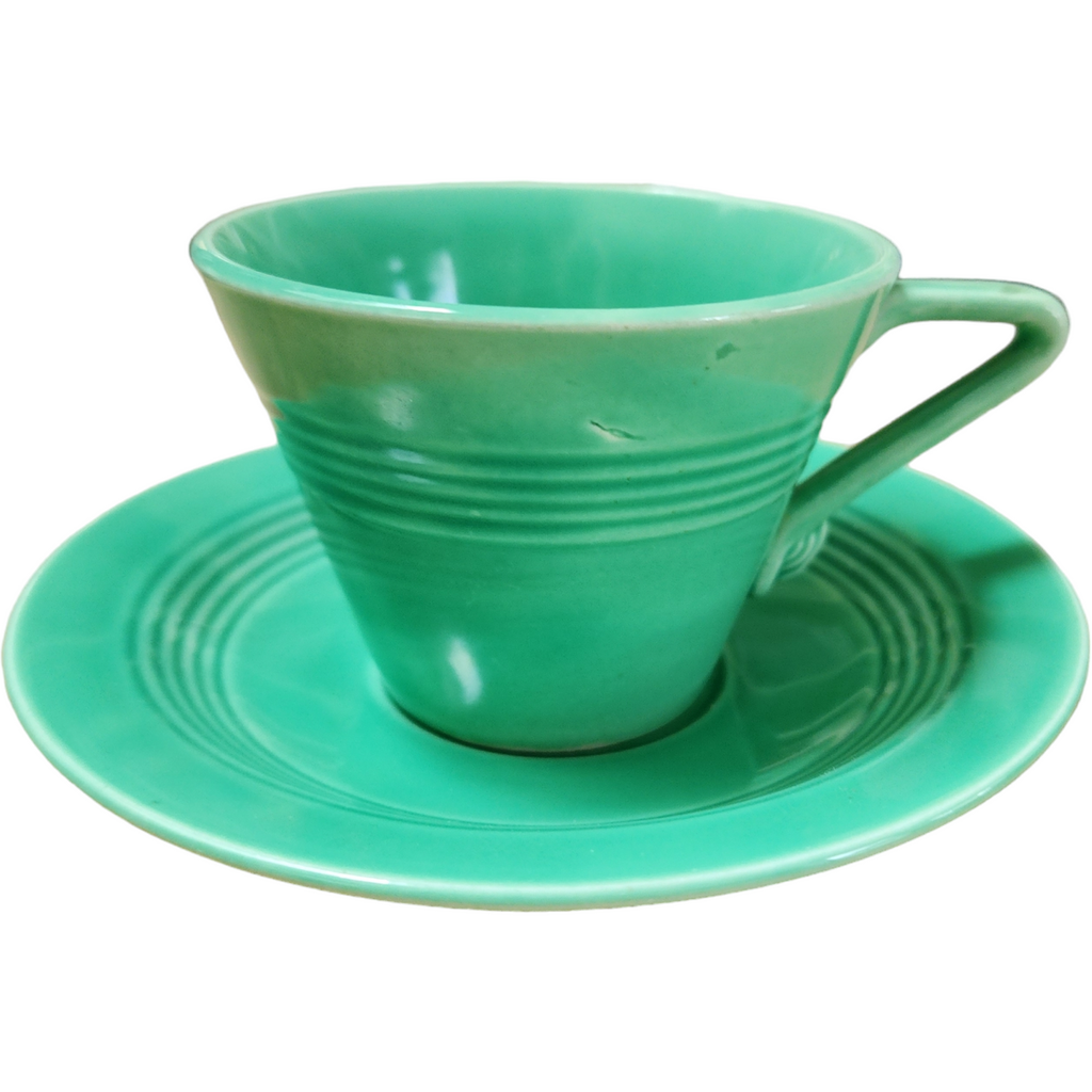 Homer Laughlin Fiesta Harlequin Light Green Flat Cup & Saucer Set
