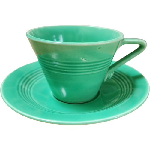 Homer Laughlin Fiesta Harlequin Light Green Flat Cup & Saucer Set