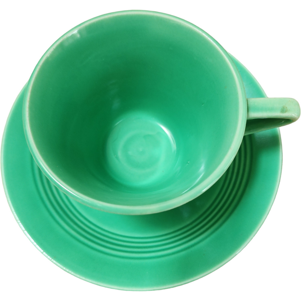 Homer Laughlin Fiesta Harlequin Light Green Flat Cup & Saucer Set