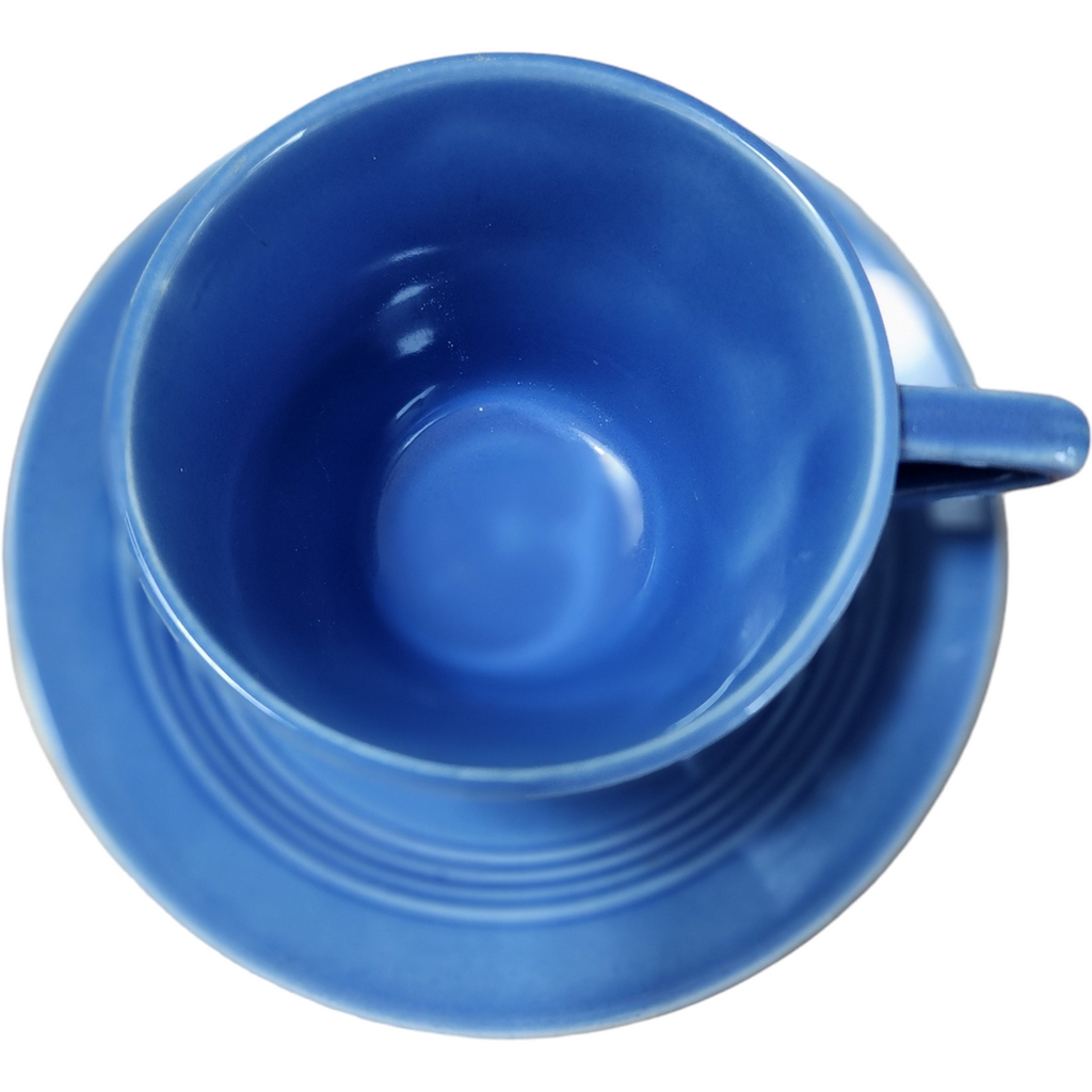 Homer Laughlin Fiesta Harlequin Mauve Blue Flat Cup & Saucer Set