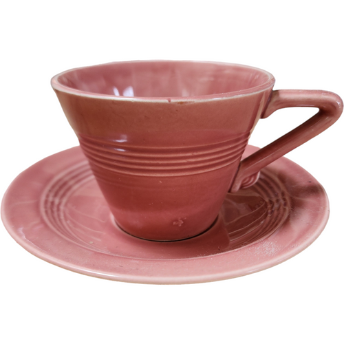 Homer Laughlin Fiesta Harlequin Rose Flat Cup & Saucer Set