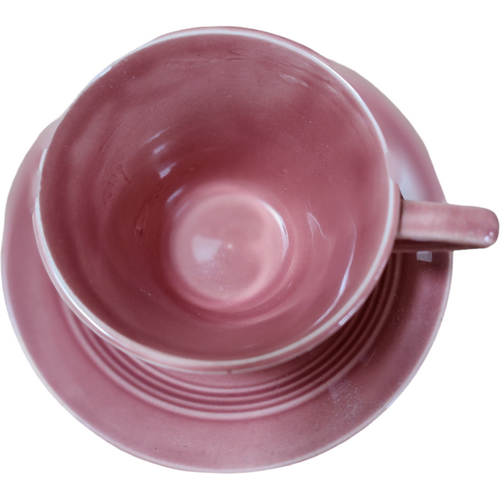 Homer Laughlin Fiesta Harlequin Rose Flat Cup & Saucer Set