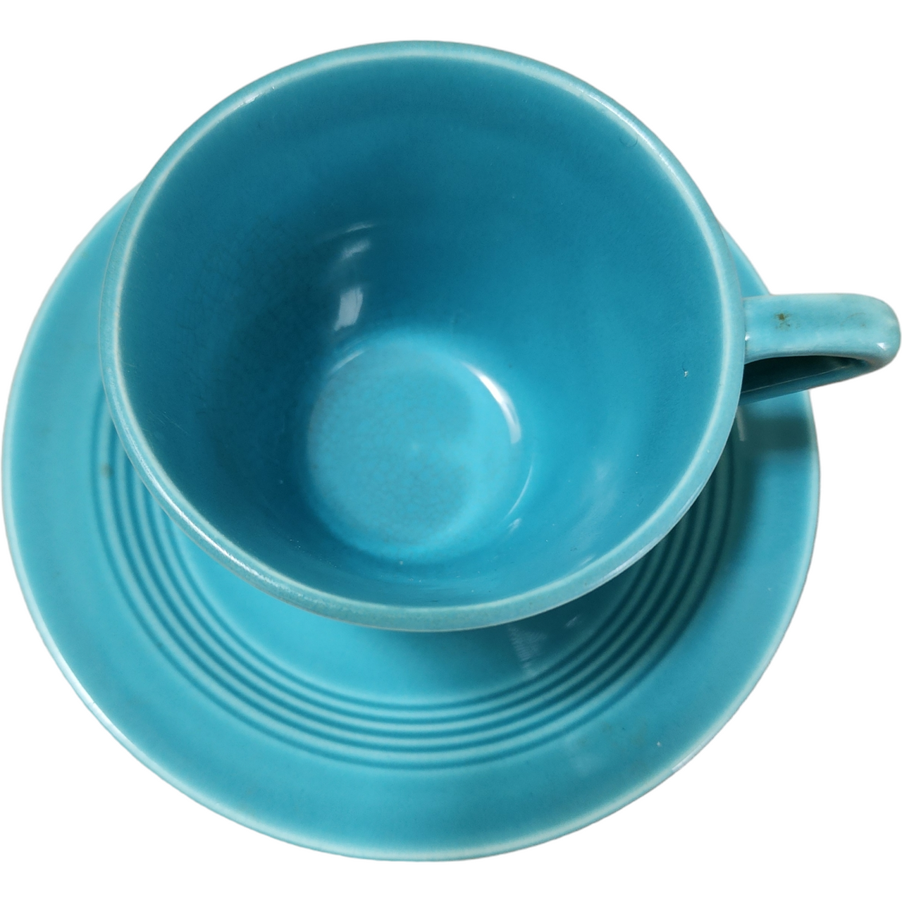 Homer Laughlin Fiesta Harlequin Turquoise Flat Cup & Saucer Set
