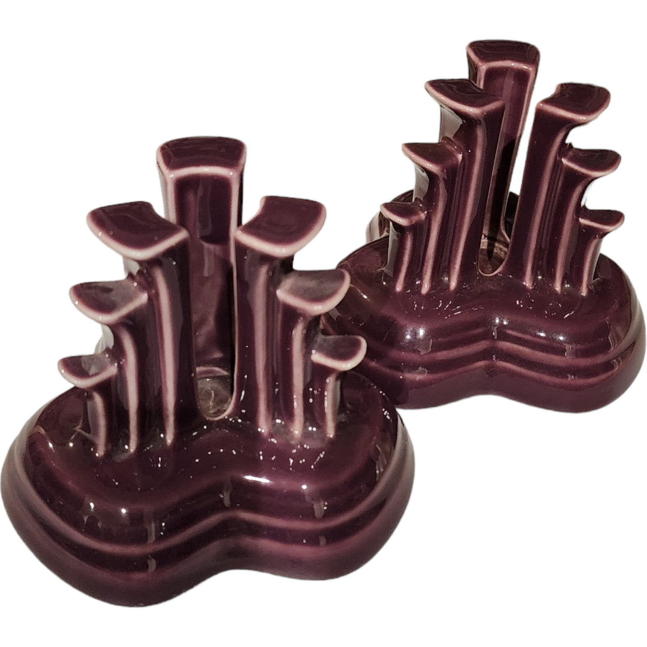 Homer Laughlin Fiesta Heather Pyramid Candle holder Candlestick Set of 2