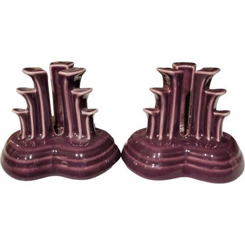 Homer Laughlin Fiesta Heather Pyramid Candle holder Candlestick Set of 2