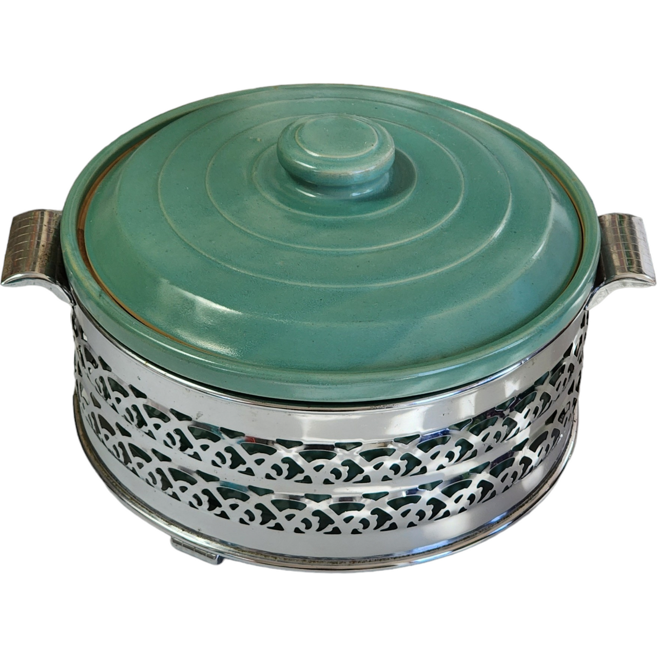 Homer Laughlin Fiesta Kitchen Kraft Round Covered Casserole with Metal Stand