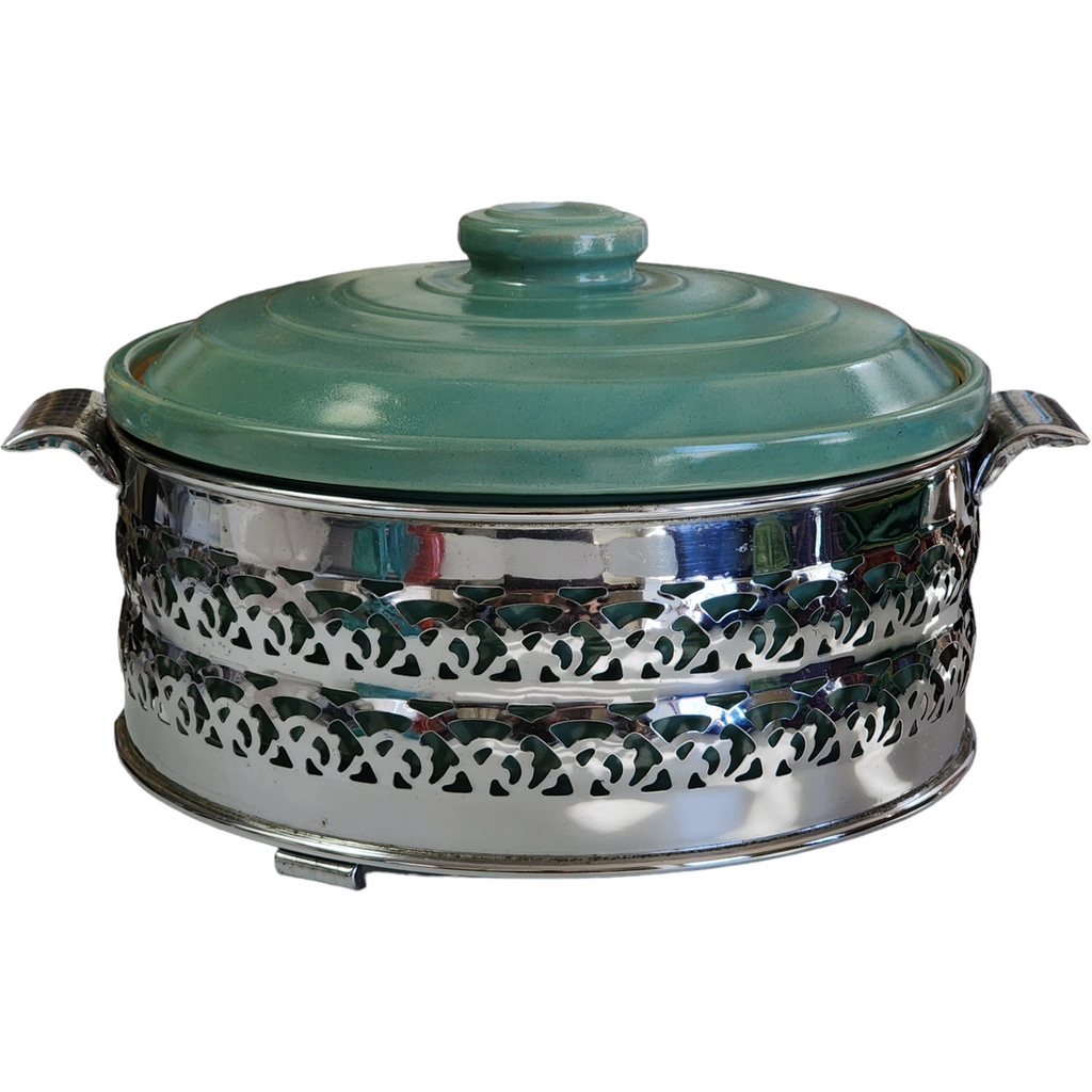 Homer Laughlin Fiesta Kitchen Kraft Round Covered Casserole with Metal Stand