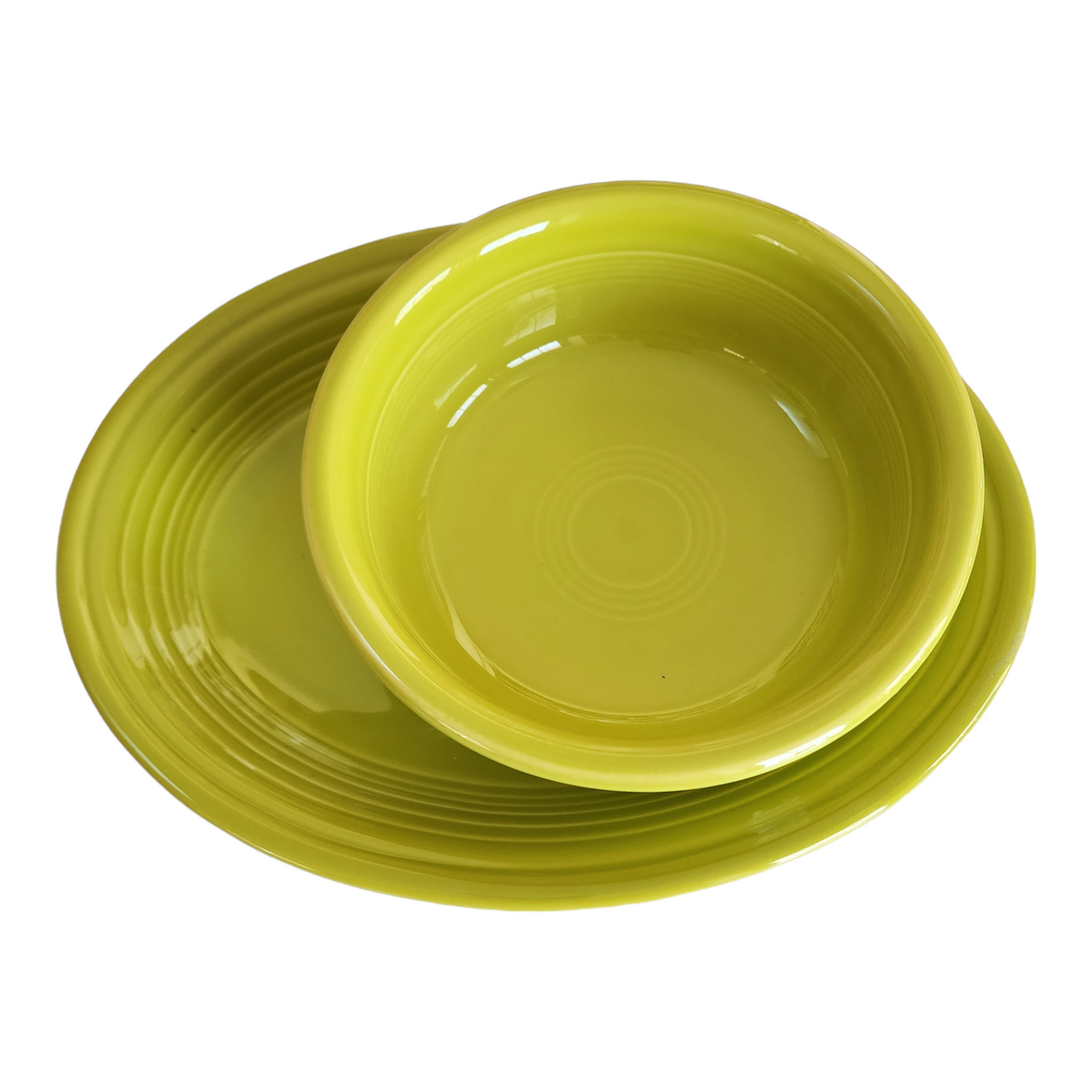 Homer Laughlin Fiesta Lemongrss Platter & Bowl 2PC Companion Set
