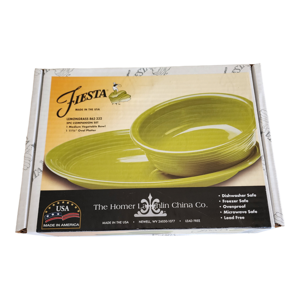 Homer Laughlin Fiesta Lemongrss Platter & Bowl 2PC Companion Set