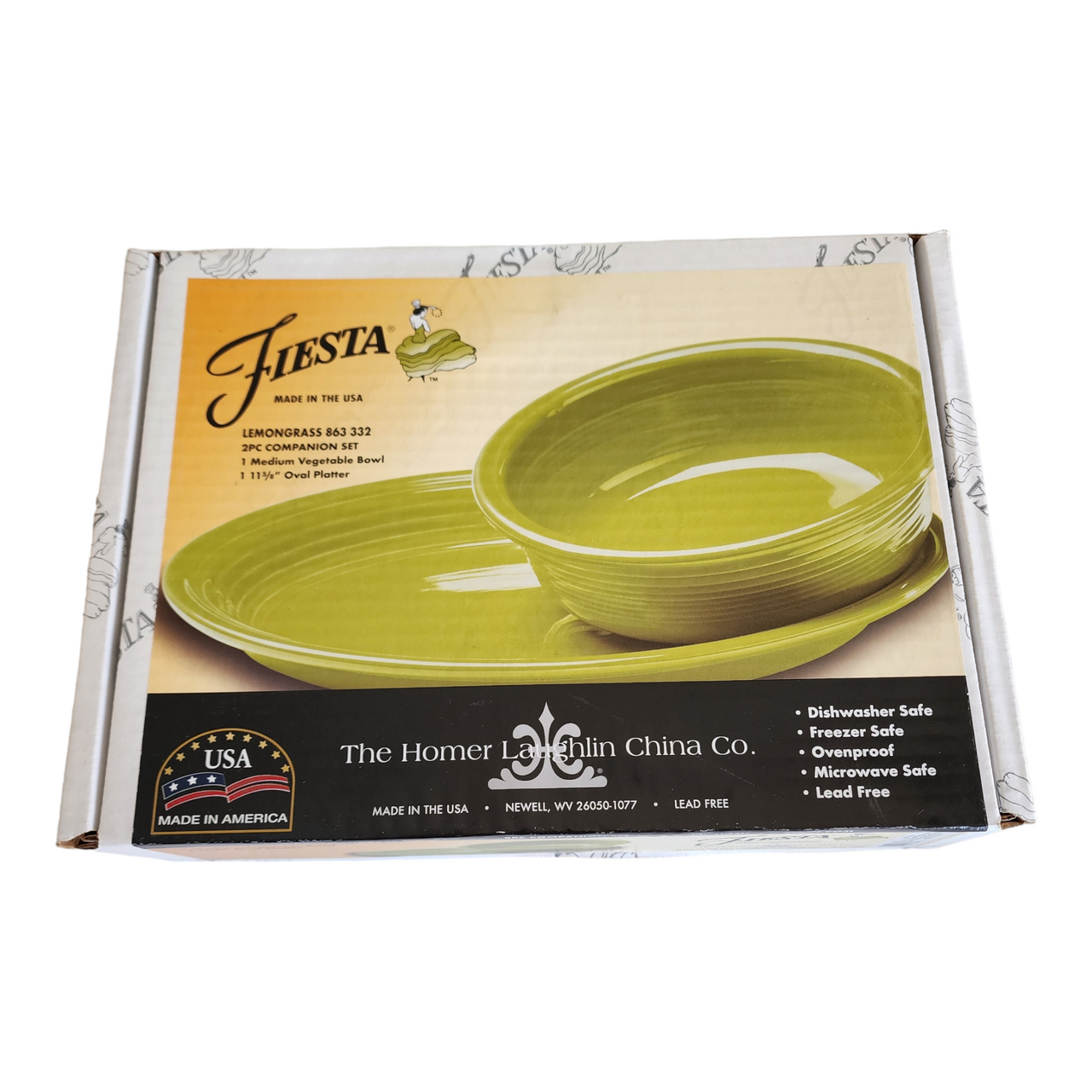 Homer Laughlin Fiesta Lemongrss Platter & Bowl 2PC Companion Set