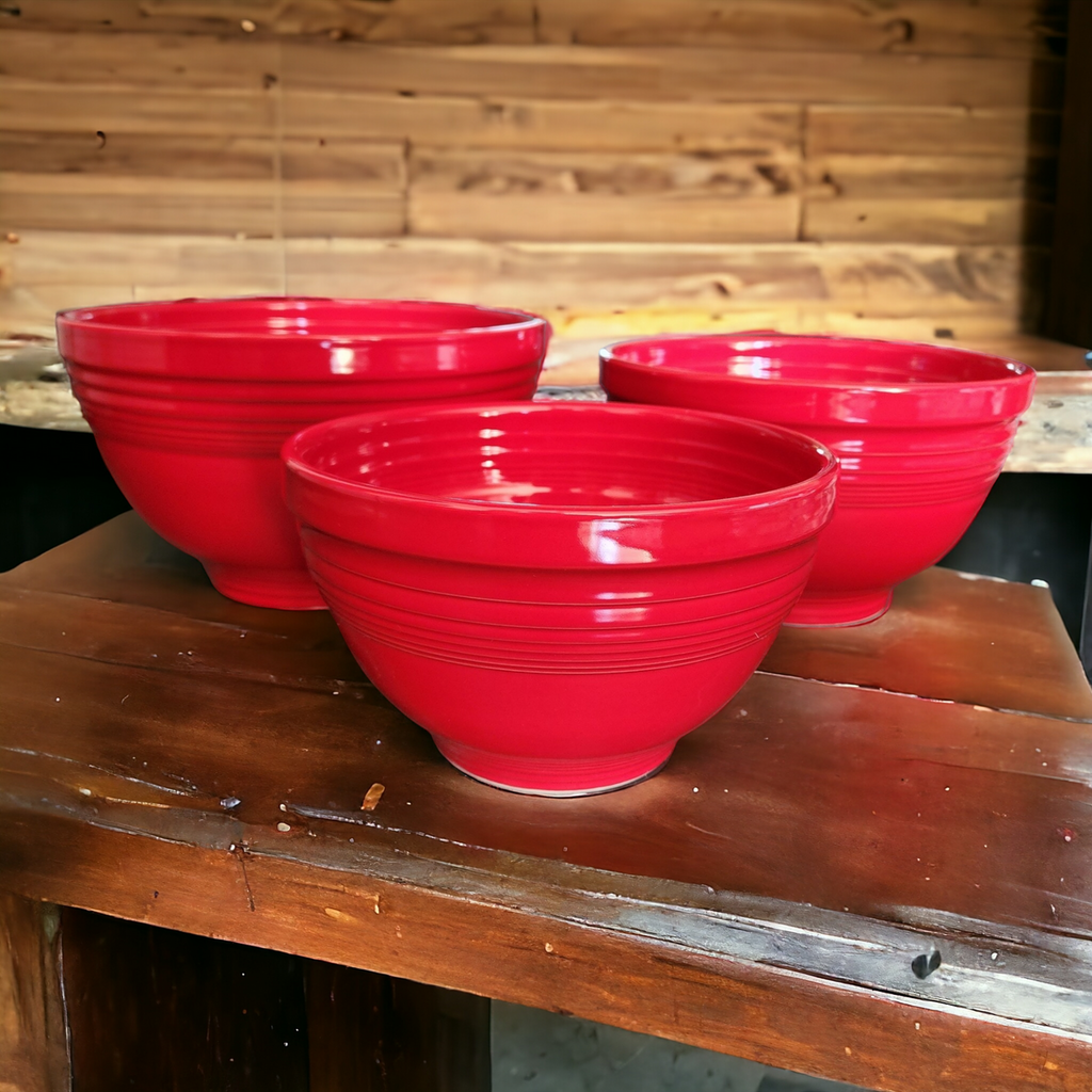 Homer Laughlin Fiesta Scarlet 3Pc Baking Bowl Set