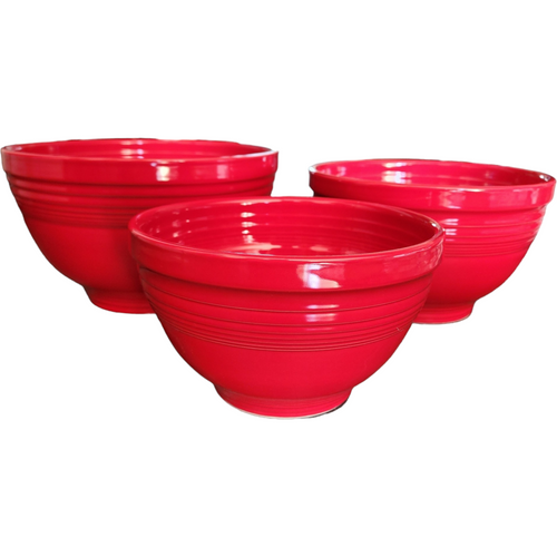 Homer Laughlin Fiesta Scarlet 3Pc Baking Bowl Set