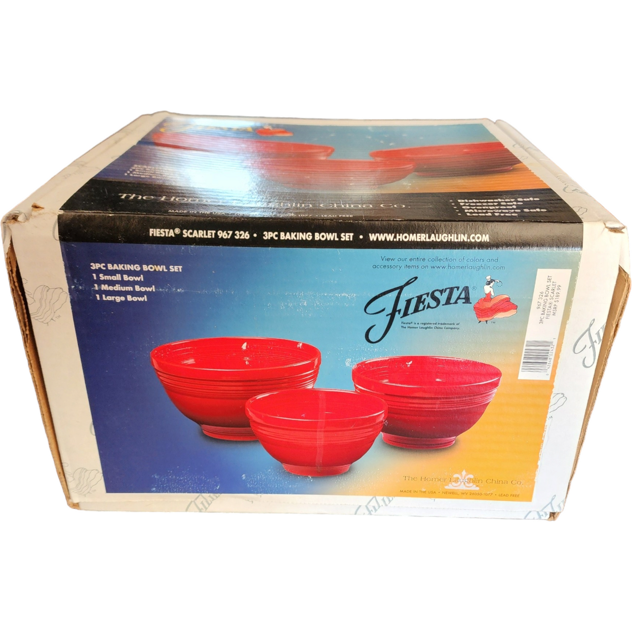 Homer Laughlin Fiesta Scarlet 3Pc Baking Bowl Set