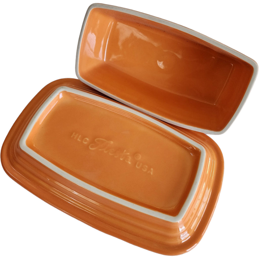 Homer Laughlin Fiesta Tangerine Orange Extra Large 1/4 Lb Covered Butter