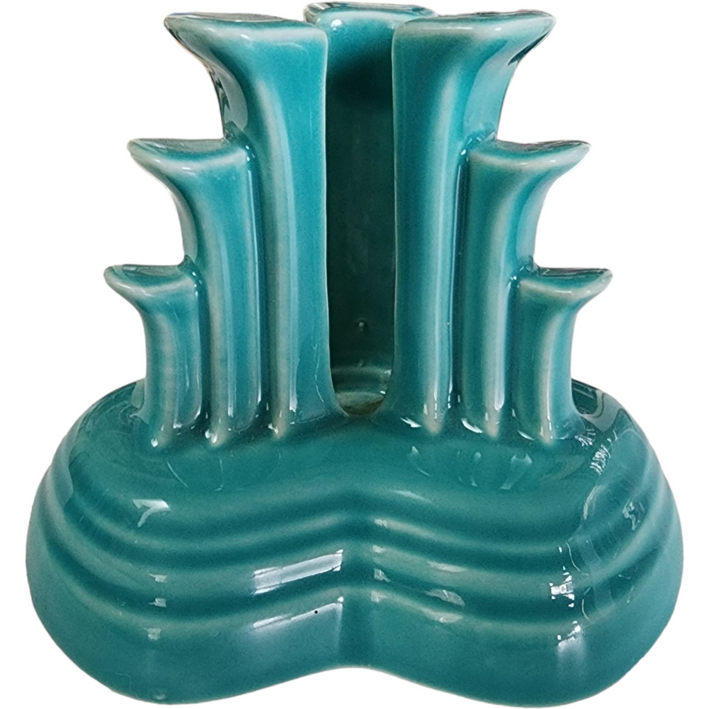 Homer Laughlin Fiesta Turquoise Pyramid Candle holder Candlestick Set of 2