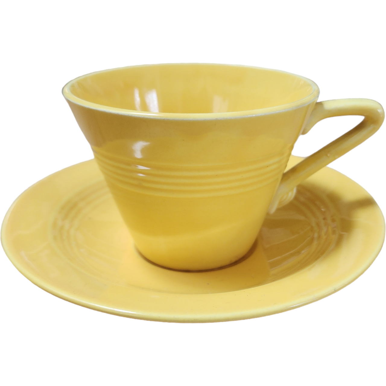 Homer Laughlin Fiesta Yellow Older Flat Cup & Saucer Set