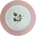 Homer Laughlin Glenwood Pink Rim, Pink/White Roses, Gold Trim Dinner Plate