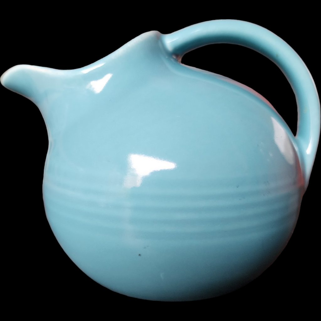 Homer Laughlin Harlequin Turquoise Older Novelty 8 OZ Ball Jug Creamer