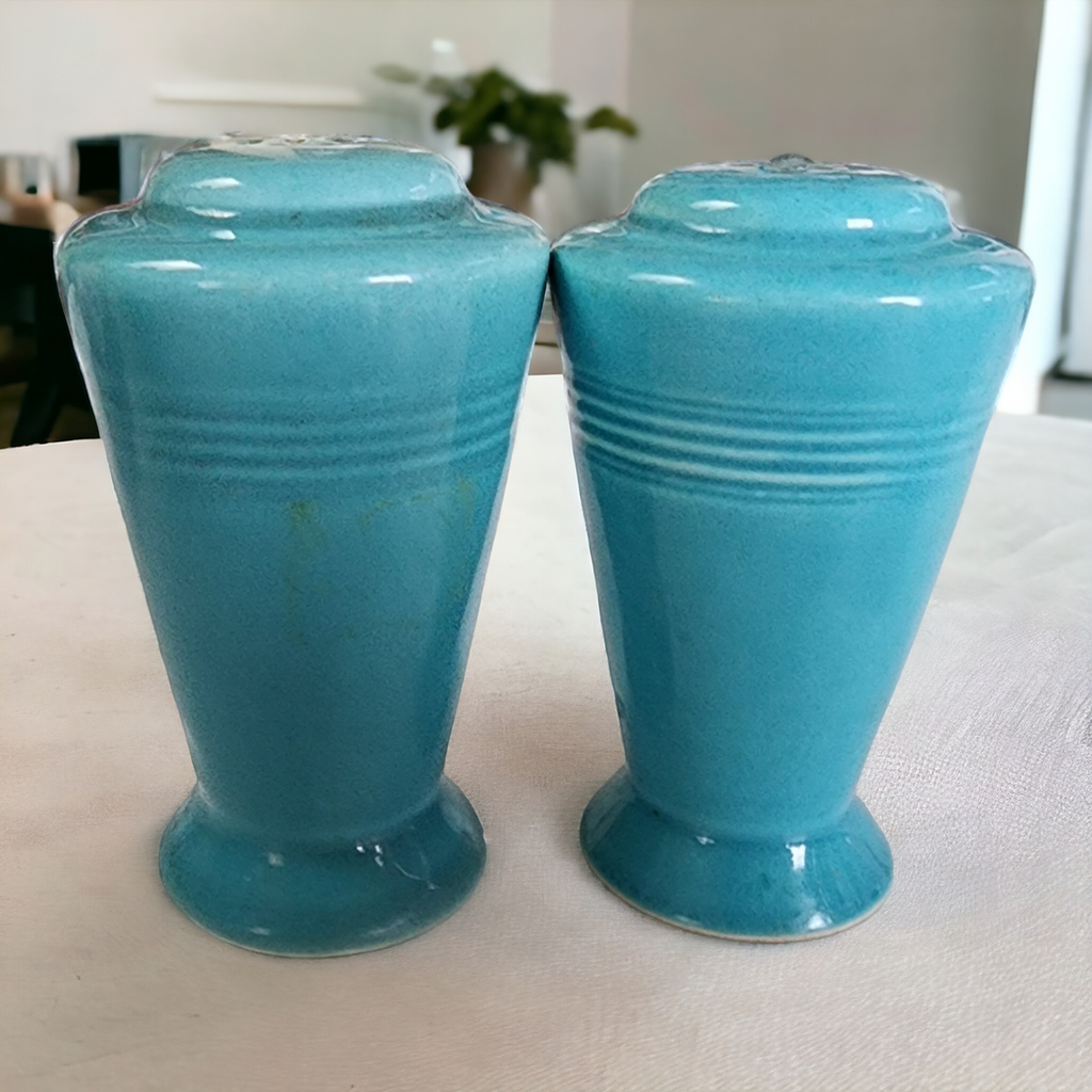 Homer Laughlin Kitchen Kraft Fiesta  Harlequin Turquoise Salt & Pepper Set