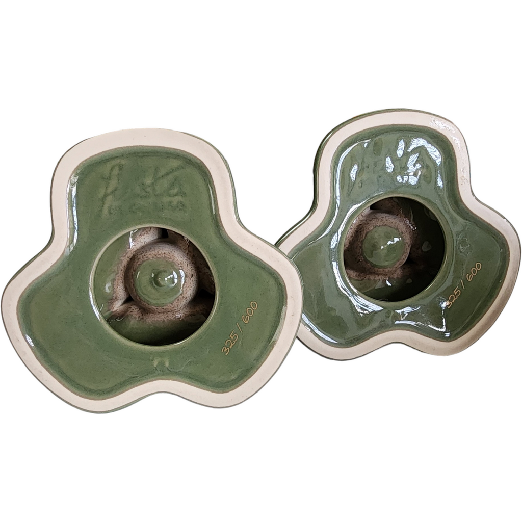 Homer Laughlin Limited Edition Fiesta Sage Green Pyramid Candle Holder Candlestick Set 325/600