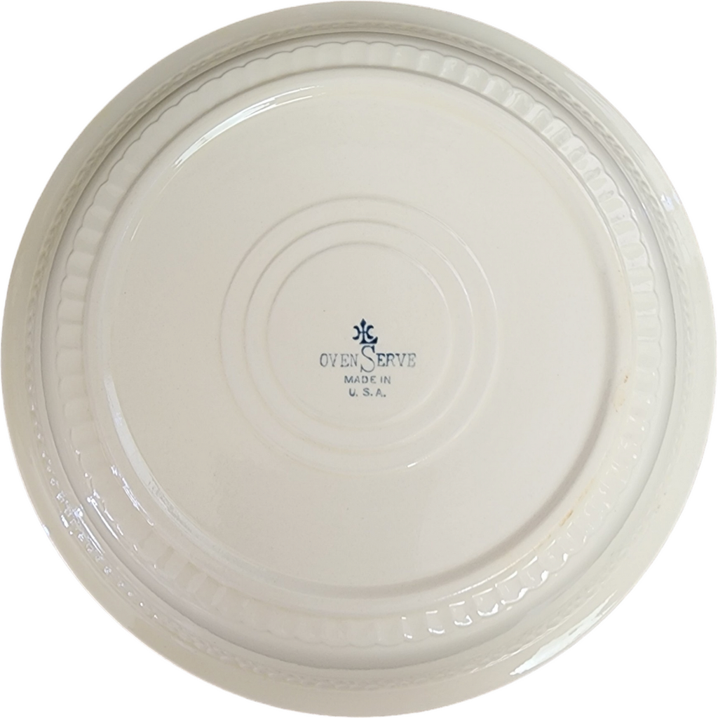 Homer Laughlin Newell Red & Blue Floral Groups Green Trim Pie Pan Plate / Dish