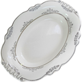 Homer Laughlin Virginia Rose, Floral Rim, Platinum Trim Oval Vegetable Bowl