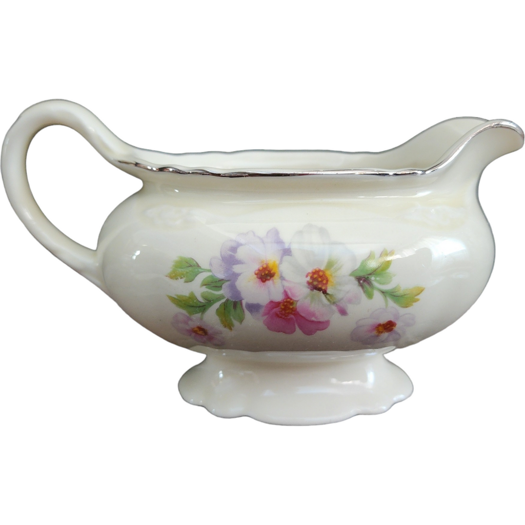Homer Laughlin Virginia Rose Pink & White Flowers Creamer