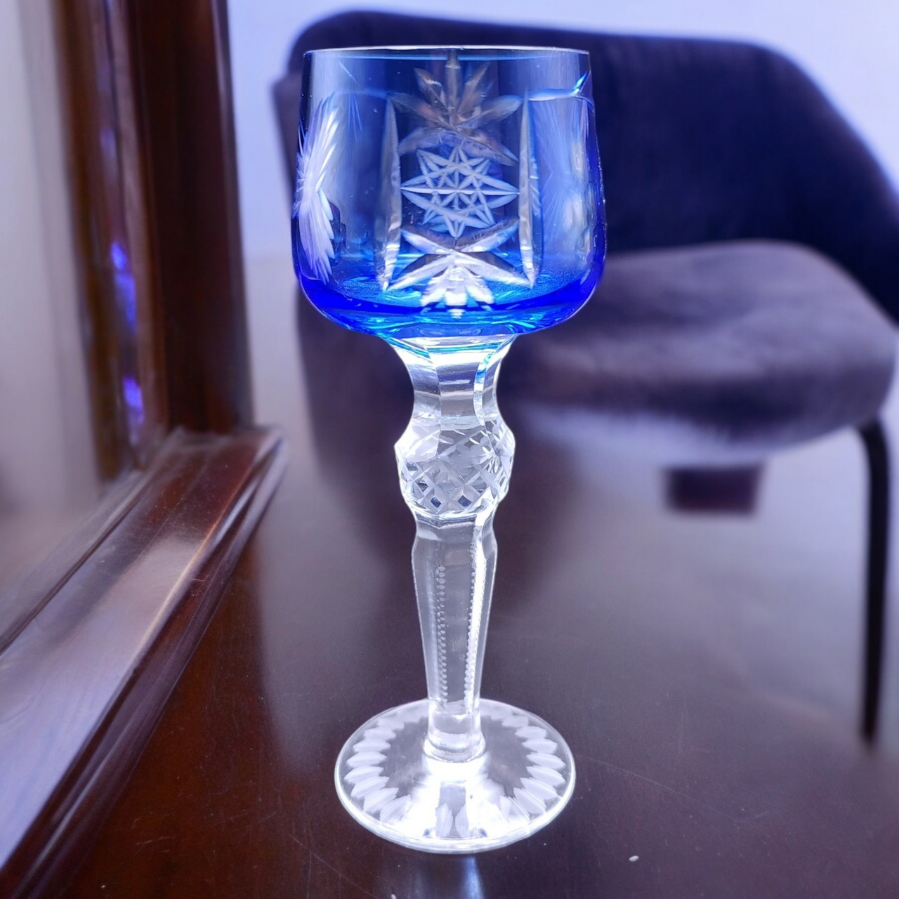 Hortensja Hortensia Cut Grapes On Cobalt Blue Bowl Cordial Glass