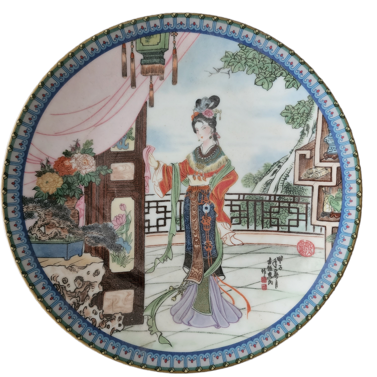 Imperial Jingdezhen Beauties of The Red Mansion Asian Woman Scenes By Z. Huimin Set of 7 Plates