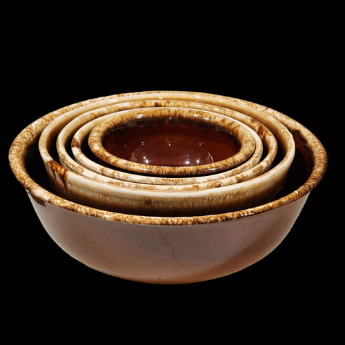 Hull Brown Drip House and Garden, Mirror Brown Nesting Bowls Set of 5