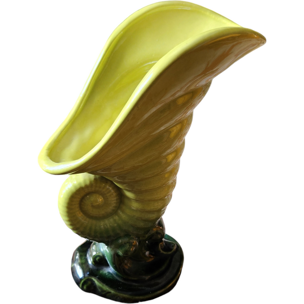 Hull Woodland Chartreuse Green Glossy Cornucopia Vase Planter
