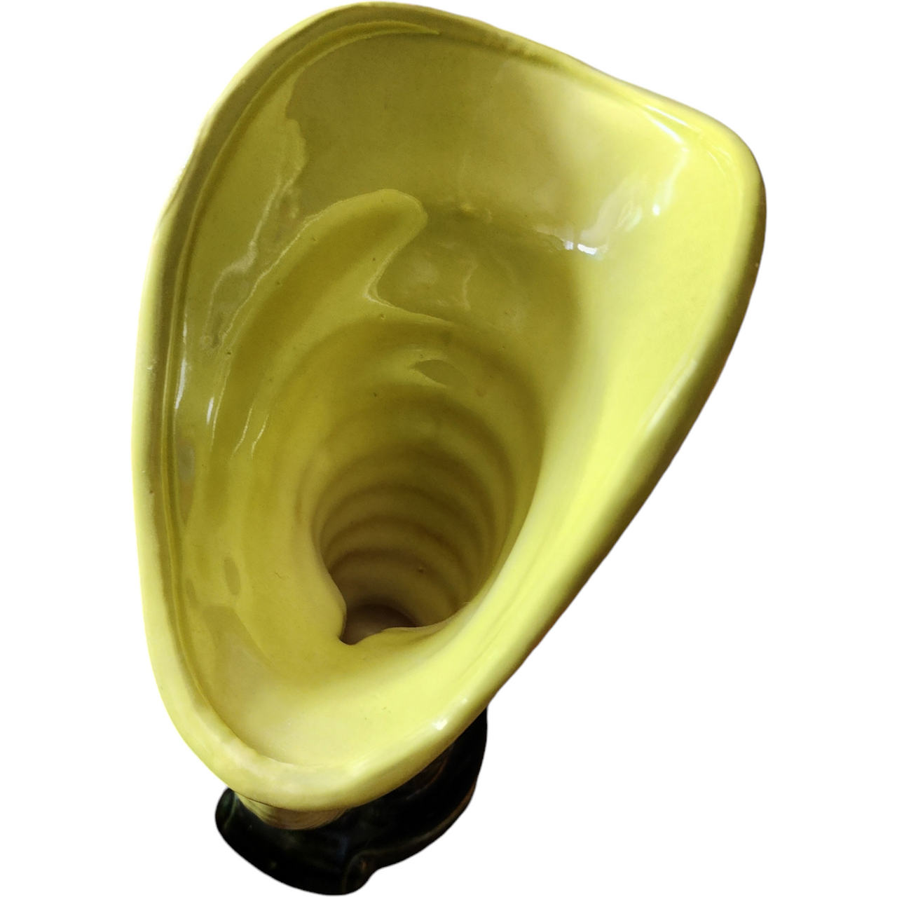 Hull Woodland Chartreuse Green Glossy Cornucopia Vase Planter