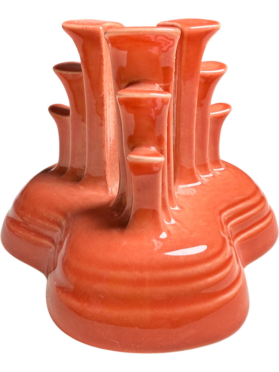 Homer Laughlin Fiesta Persimmon Pyramid Candle Holder Candlestick