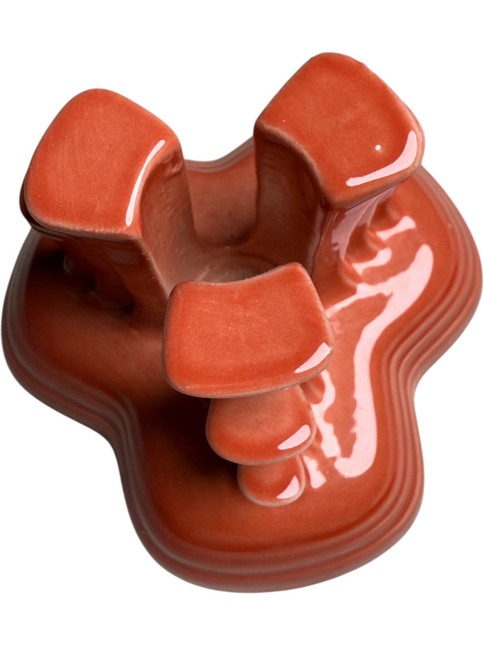 Homer Laughlin Fiesta Persimmon Pyramid Candle Holder Candlestick