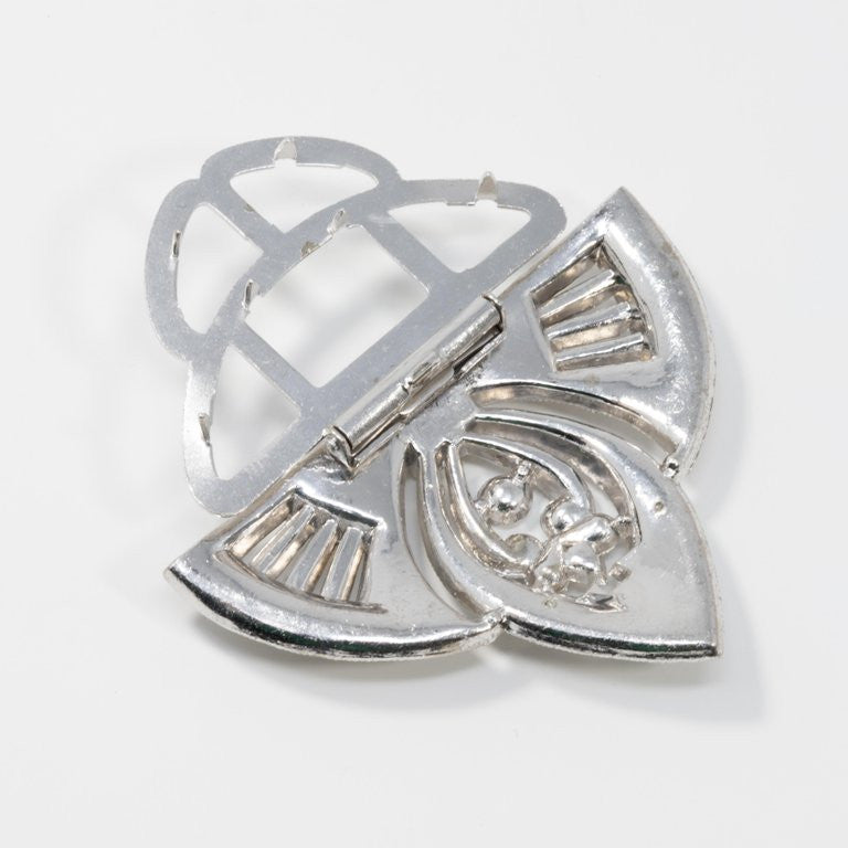 Art Deco Clear Crystal Dress, Shoe Clip, Rhodium Plated, Early 1900s