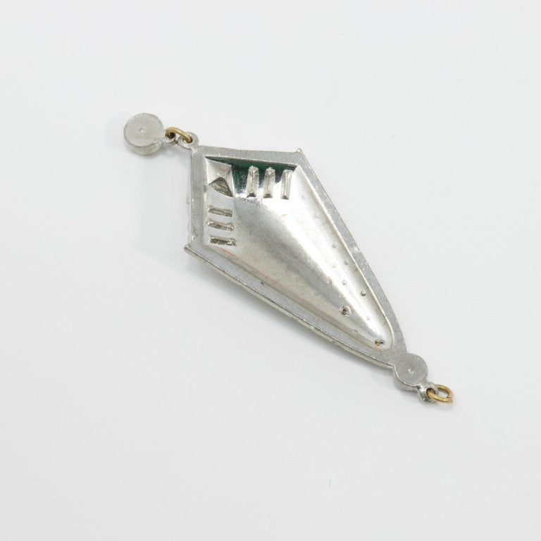 Art Deco Clear Crystal Rhodium Dangling Pendant