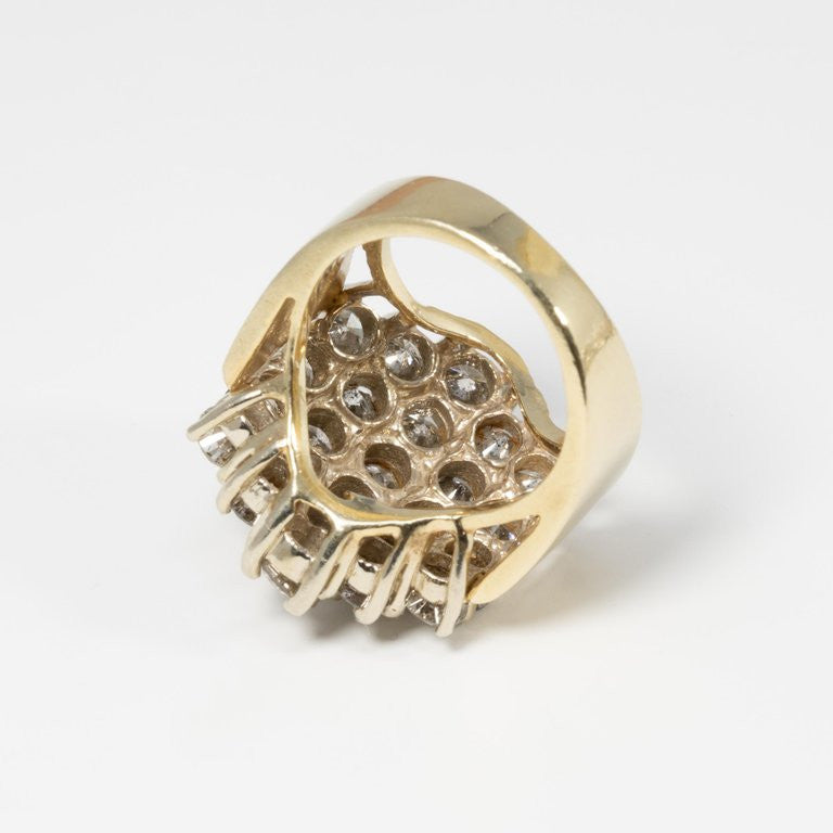 Certified 4 Carat 24 Count Diamond Statement Ring in 14 Karat Yellow Gold