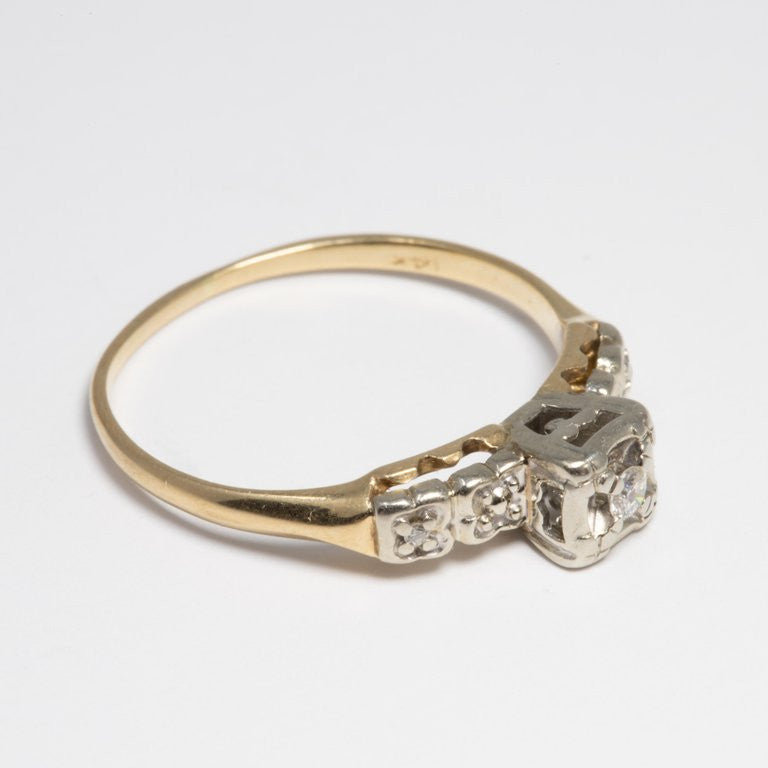Wedding Bells Diamond 14 Karat Gold Ring, Band, Elevated Setting, .05 Carat