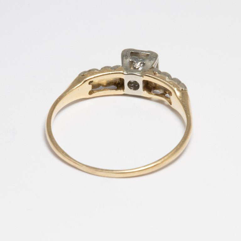 Wedding Bells Diamond 14 Karat Gold Ring, Band, Elevated Setting, .05 Carat