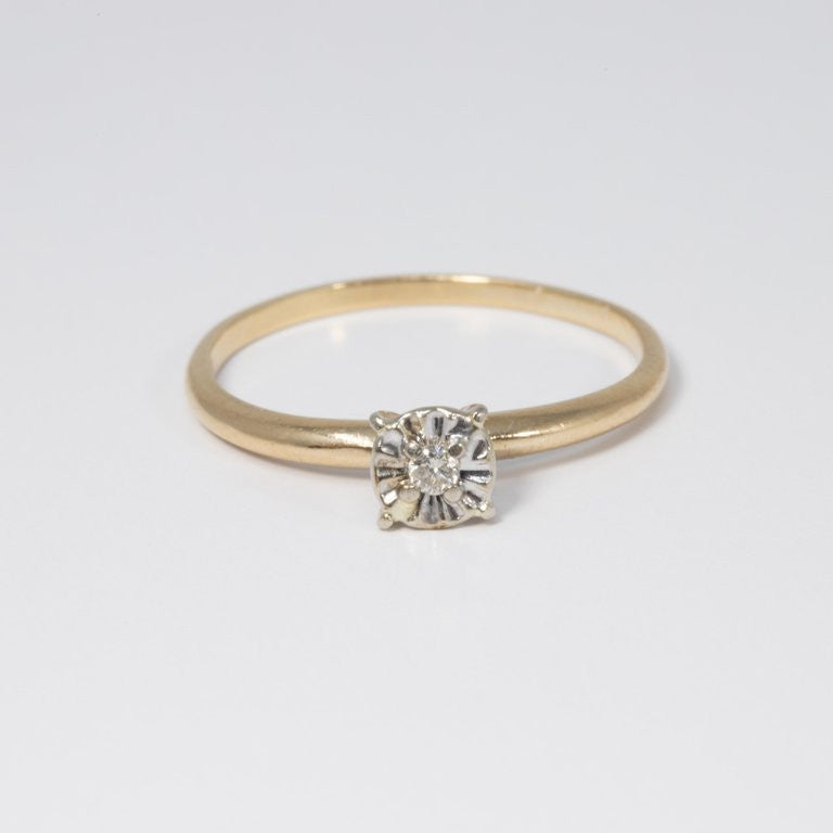 Bogo Diamond 10K Yellow Gold Custom Ring, Solitaire Prong Setting, Round Cut