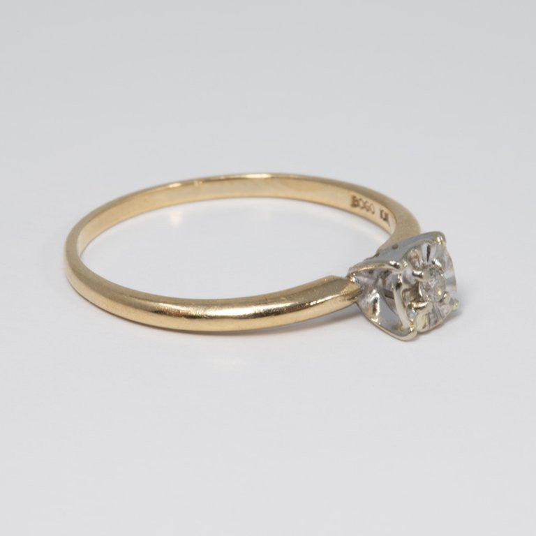 Bogo Diamond 10K Yellow Gold Custom Ring, Solitaire Prong Setting, Round Cut