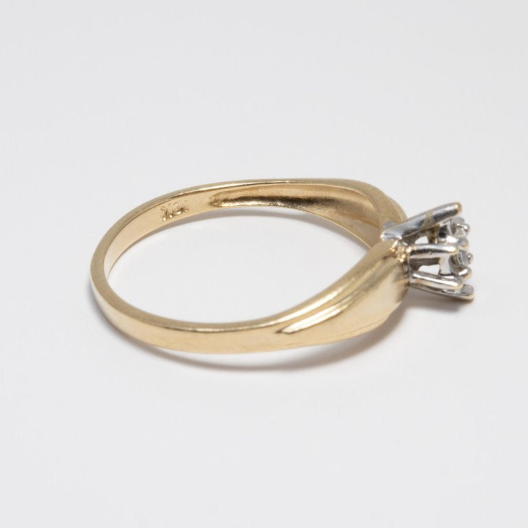 Diamond Solitaire Ring, 14 Yellow and White Gold Raised Setting, .05 ct Marquise