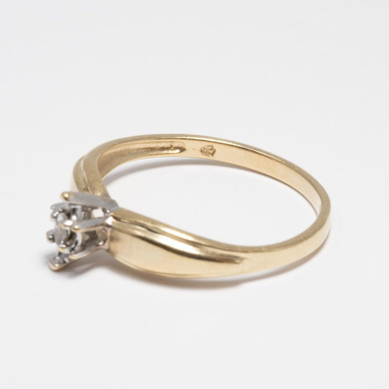 Diamond Solitaire Ring, 14 Yellow and White Gold Raised Setting, .05 ct Marquise