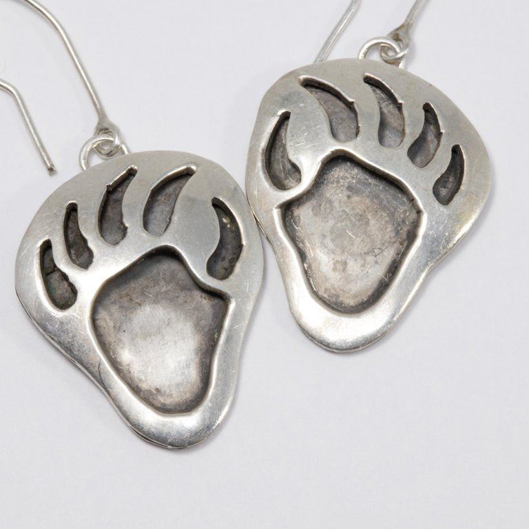 Native American Indian Bear Claw Sterling Silver Hook Earrings