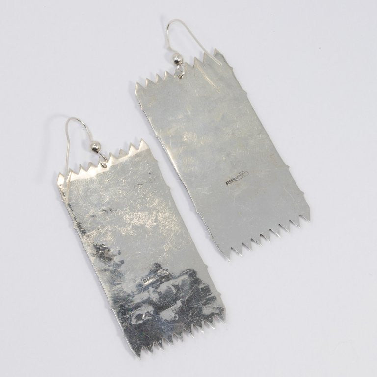 Native American Sterling Silver Deity Motif Dangling Earrings