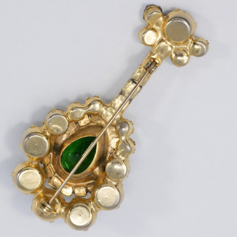 Juliana DeLizza & Elster Instrument Green & Aurora Borealis Crystal Brooch Pin