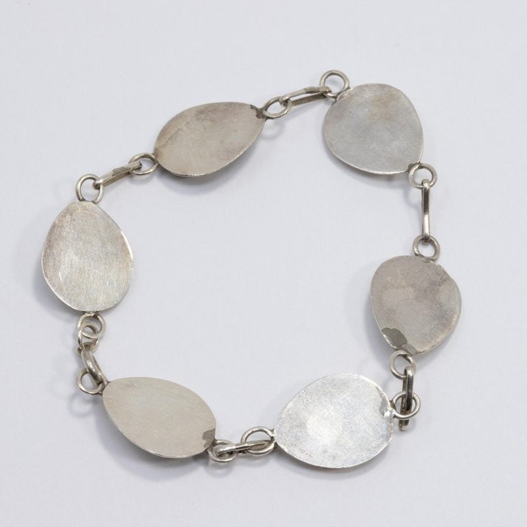 Native American Bear Claw Sterling Silver and Turquoise Link Bracelet