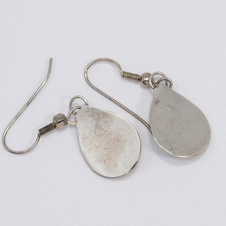 Native American Bear Claw Sterling Silver and Turquoise Dangling Earrings
