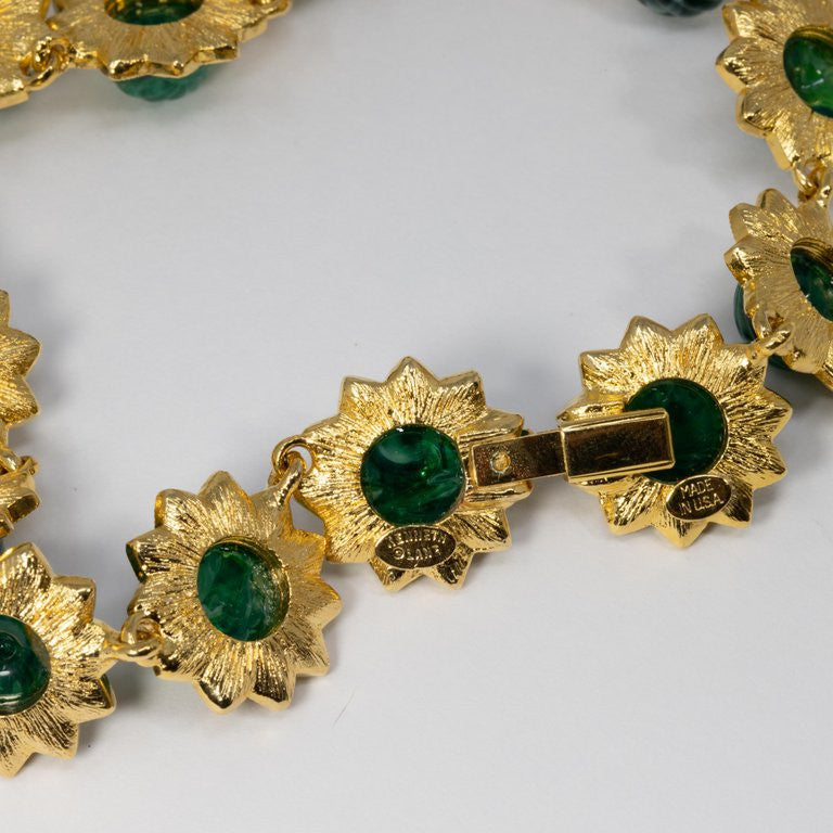 KJL Kenneth Jay Lane Red and Green Drop Accents Necklace w Faux Pearls, Crystals