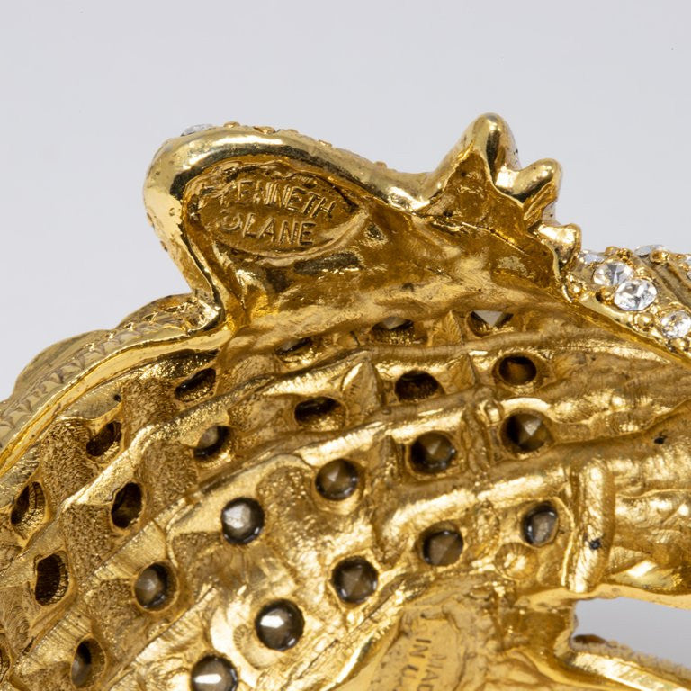 KJL Kenneth Jay Lane Crystal Pavé Crocodile Bangle Bracelet in Gold